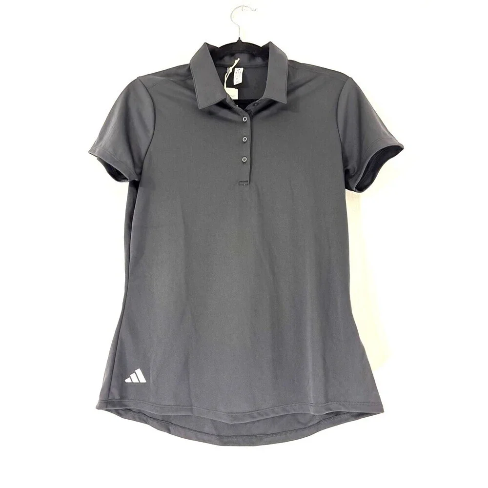 Adidas Women's Performance Solid Short Sleeve Golf Polo Shirt - Black - Medium